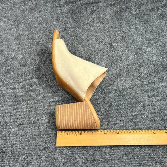 Born Heels Women's Size 8 Cream Suede Leather Slip On Heeled Mules Sandals - Picture 12 of 13